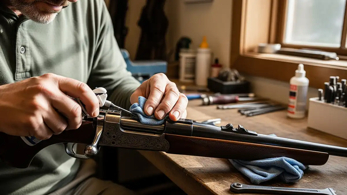 4. Limpia la acción de tu arma de caza